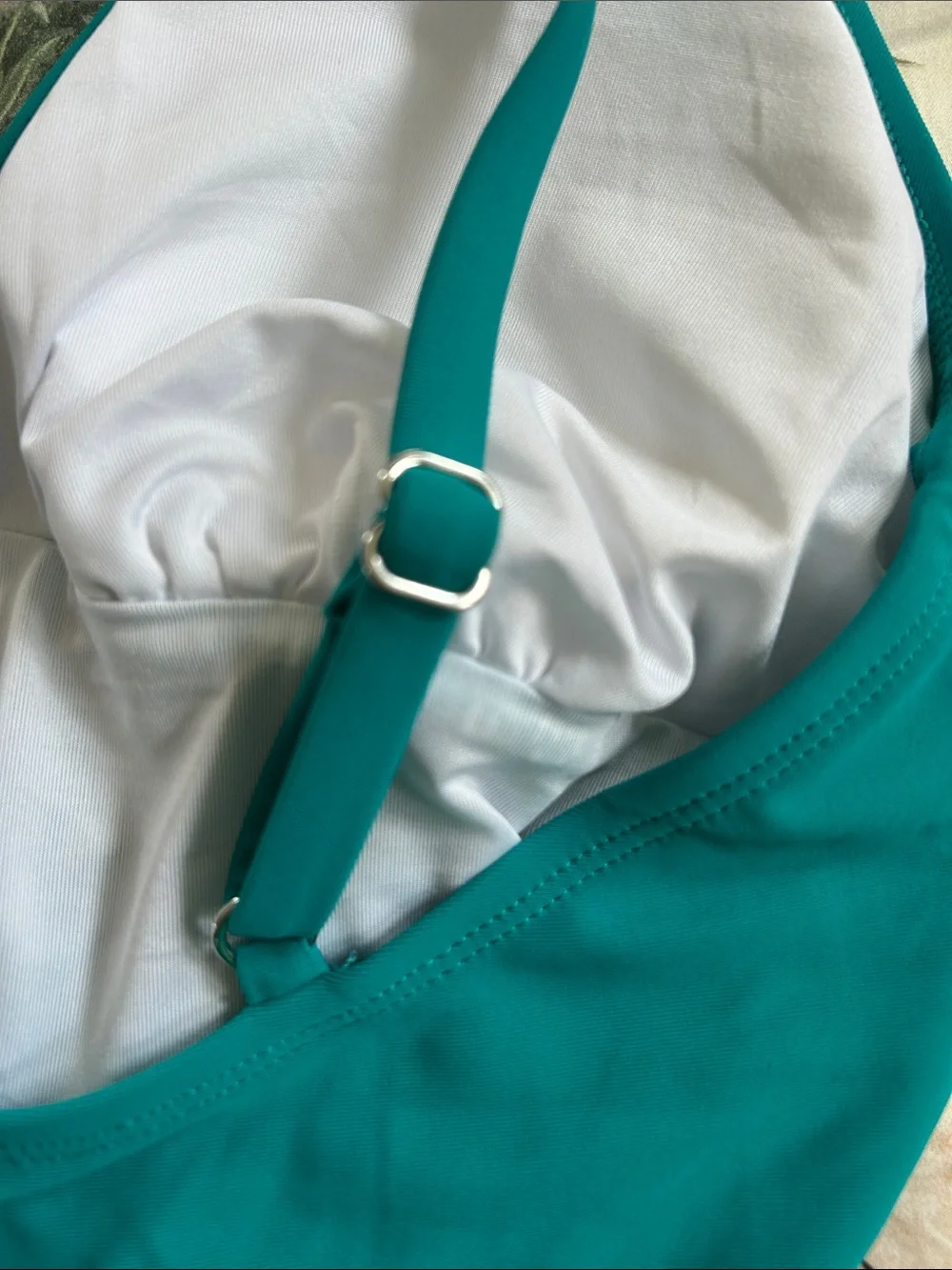 ⭐️NWT!⭐️Cupshe Turquoise Swimsuit w Ruching Sz L w Measurements